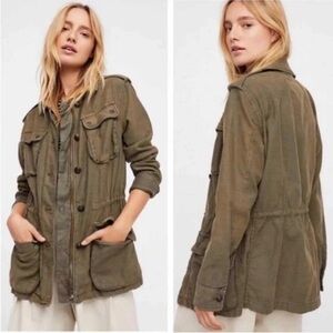 Free People Not Your Brothers Army Green Surplus Jacket Sz M